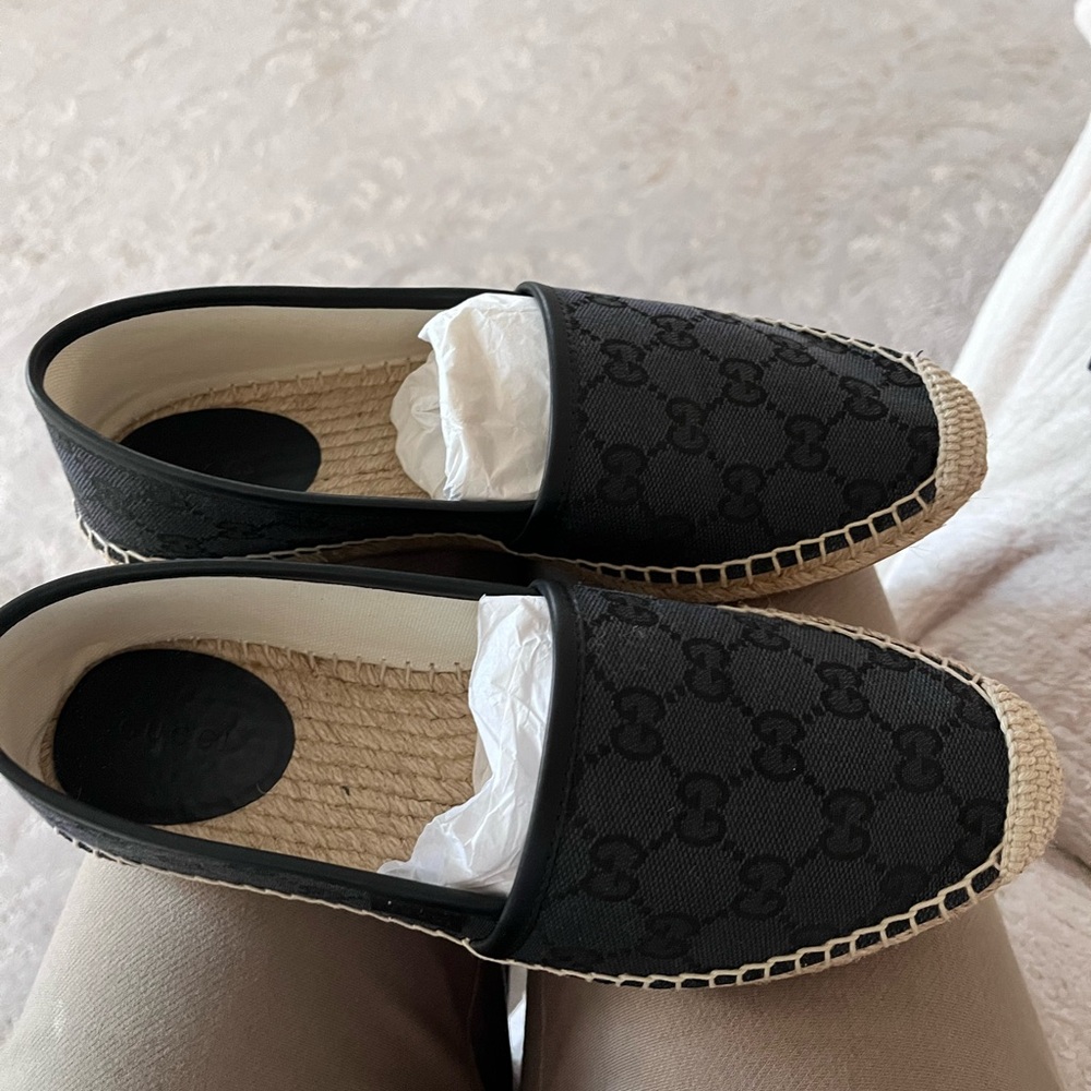 Gucci Black Espadrille, Slip On, Flats Shoes  Women’s Size 37